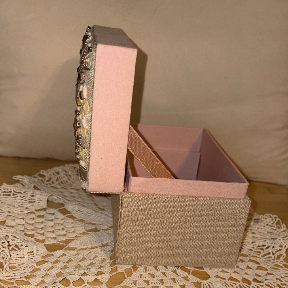 Pier 1 Pink and Gold Embellished Jewelry Box - Picture 3 of 8